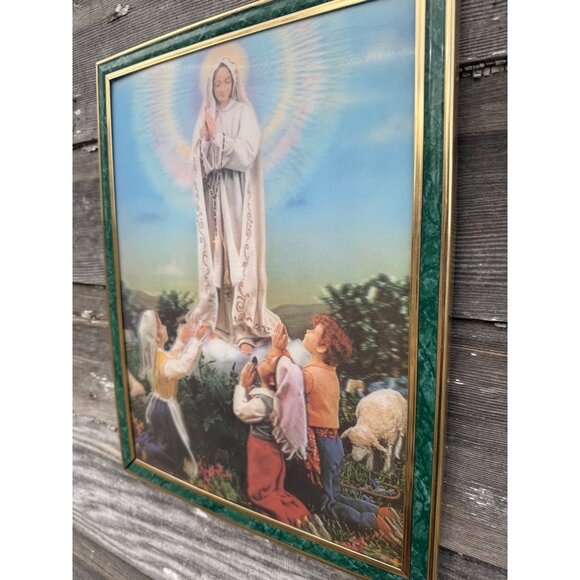 Vintage 70's Lenticular 3D Hologram Framed Mary Children Religious Picture - Picture 7 of 11
